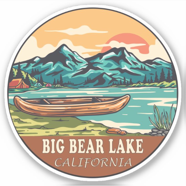 Big Bear Lake California Boating Fishing Emblem Sticker (Front)