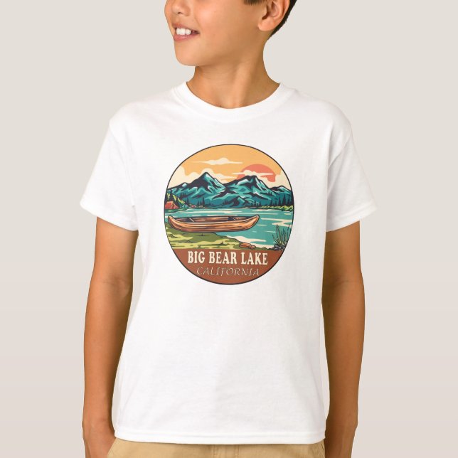 Big Bear Lake California Boating Fishing Emblem T-Shirt (Front)