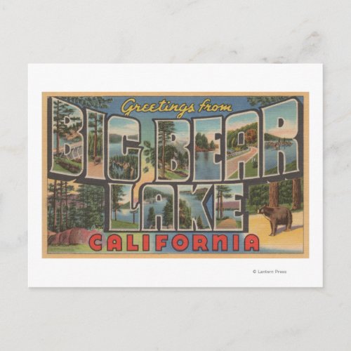 Big Bear Lake California _ Large Letter Scenes Postcard