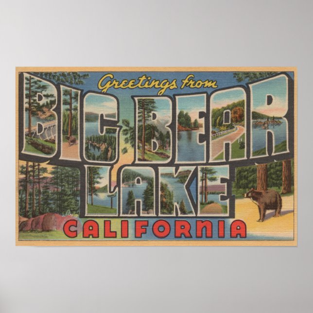 Big Bear Lake, California - Large Letter Scenes Poster (Front)