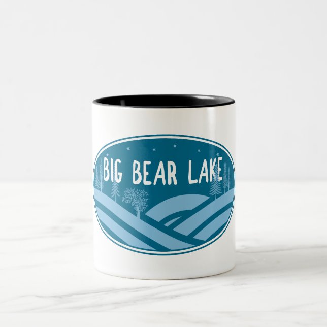 Big Bear Lake California Outdoors Two-Tone Coffee Mug (Center)