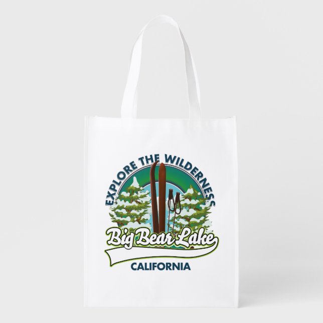 Big Bear Lake California ski logo Grocery Bag (Front)