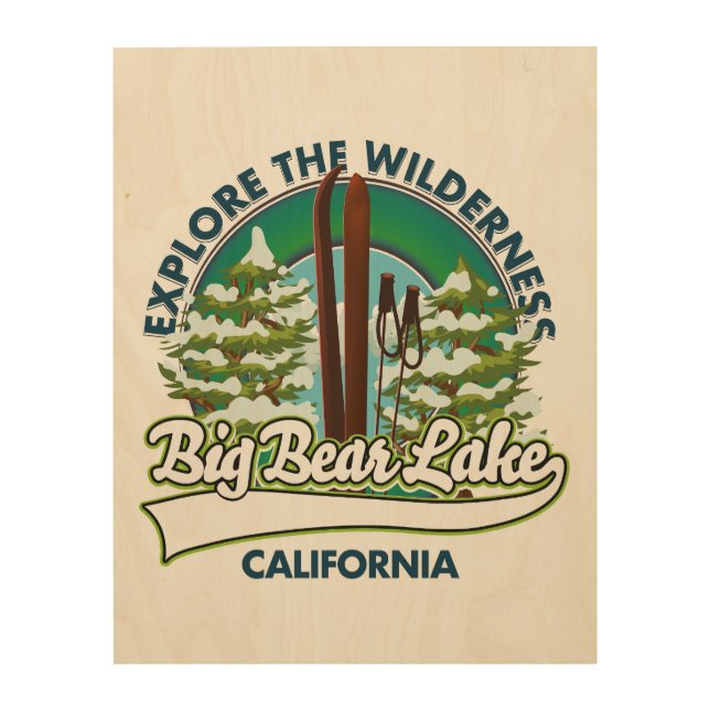 Big Bear Lake California ski logo Wood Wall Art (Front)