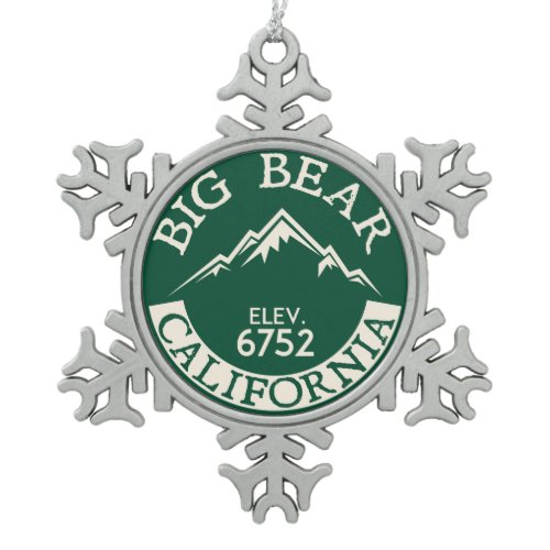 Big Bear Lake California Skiing Boating Snowflake Pewter Christmas Ornament