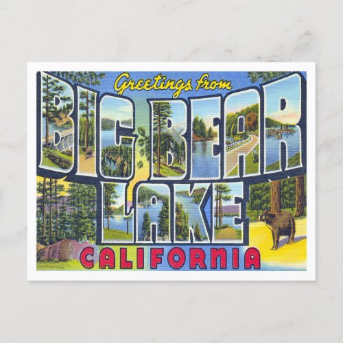 Big Bear Lake California Vintage Big Letters Postcard