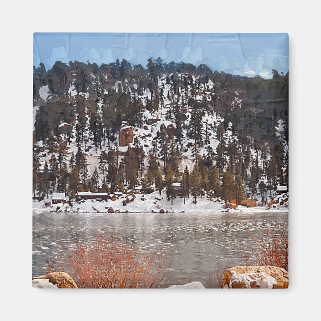 Big Bear Lake, Winter Snow Magnet (Front)