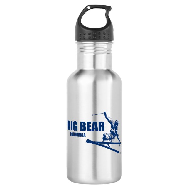 Big Bear Mountain Resort California Skier Stainless Steel Water Bottle (Front)