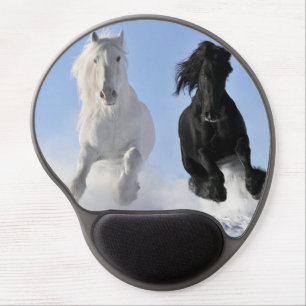 Big beautiful black and white draft horses gel mouse pad