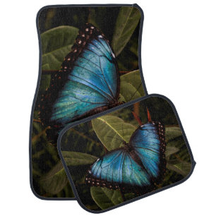 Big, beautiful, blue butterfly car floor mat