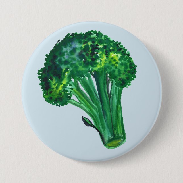 Big Beautiful Broccoli Blue Button (Front)