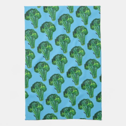 Big beautiful broccoli eat your veggies blue kitchen towel