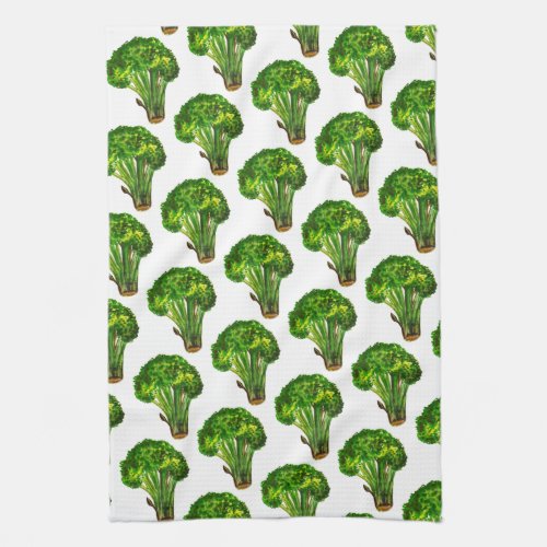 Big beautiful broccoli eat your veggies green kitchen towel