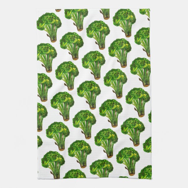 Big beautiful broccoli eat your veggies green kitchen towel (Vertical)
