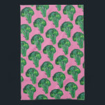 Big beautiful broccoli eat your veggies pink kitchen towel<br><div class="desc">Decorate your kitchen with this fun big broccoli pattern dish towel. Makes a great housewarming or wedding gift! 
You can customize it and add text too.
Check my shop for lots more colors and patterns!</div>