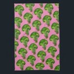Big beautiful broccoli eat your veggies pink kitchen towel<br><div class="desc">Decorate your kitchen with this fun big broccoli pattern dish towel. Makes a great housewarming or wedding gift! 
You can customize it and add text too.
Check my shop for lots more colors and patterns!</div>