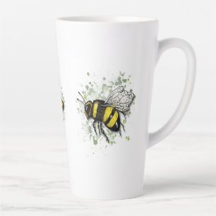 Big Beautiful Bumble BEE, Digital Drawing Latte Mug