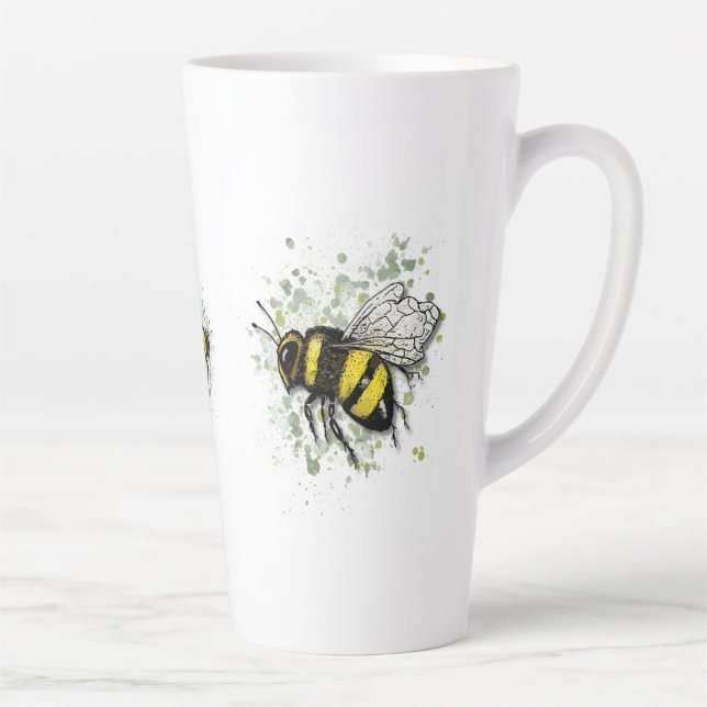 Big Beautiful Bumble BEE, Digital Drawing Latte Mug (Right)