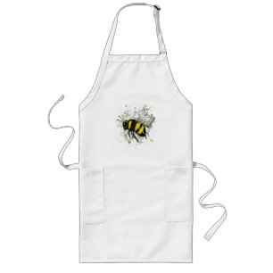 Big Beautiful Bumble BEE, Digital Drawing Long Apron