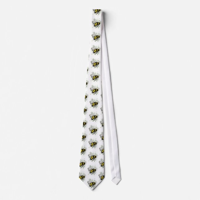 Big Beautiful Bumble BEE, Digital Drawing Neck Tie (Front)