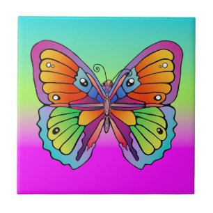 Big Beautiful Butterfly on Black Ceramic Tile