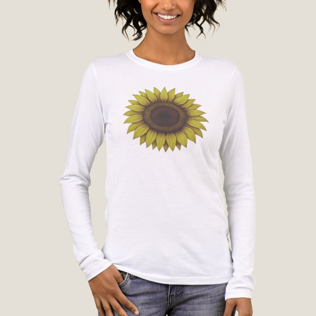 Big Beautiful Earthy Sunflower Unisex Tri-Blend Shirt (Front)