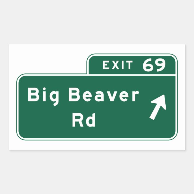 Big Beaver Road, Road Sign, Michigan, USA Rectangular Sticker (Front)
