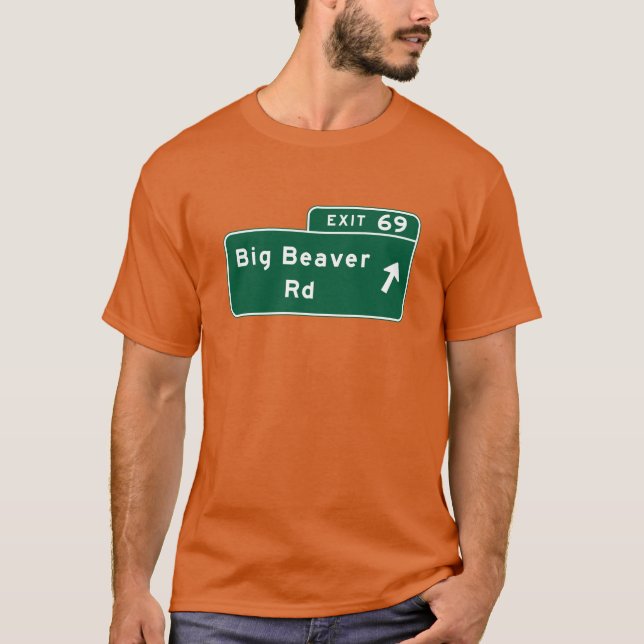Big Beaver Road, Road Sign, Michigan, USA T-Shirt (Front)