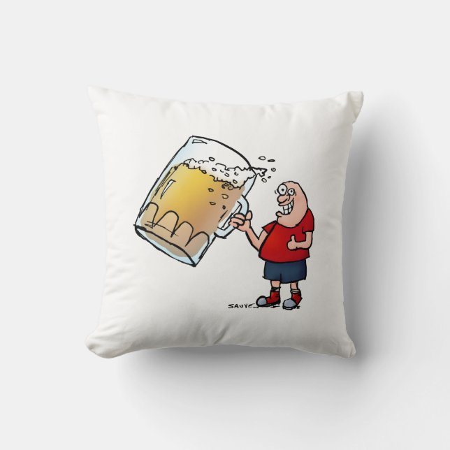 Big Beer Guy Funny Pillow (Front)