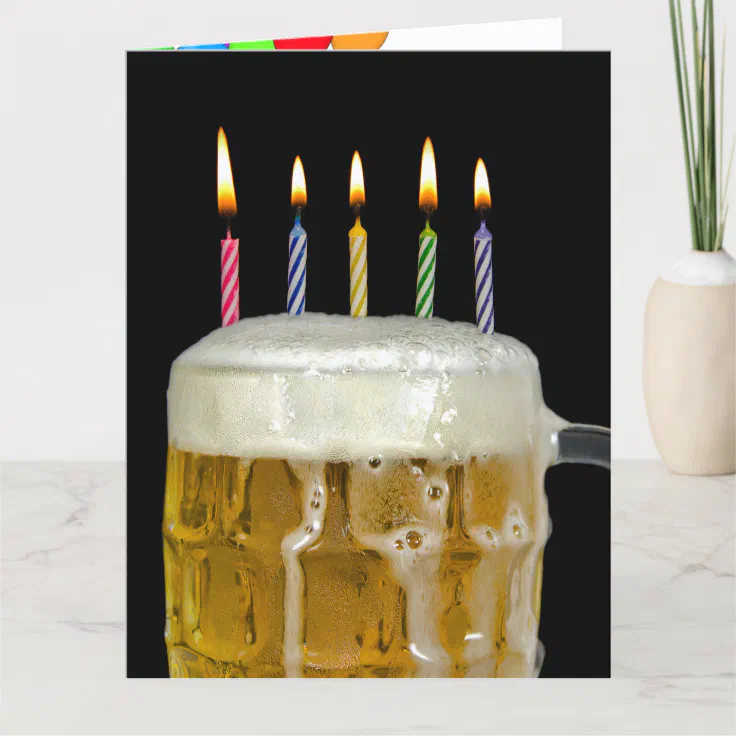 happy birthday beer candle