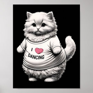Big Belly Cute Fat Cat Art Design Fat Kitten Loves Poster