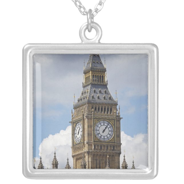 Big Ben and Houses of Parliament, London, Silver Plated Necklace (Front)