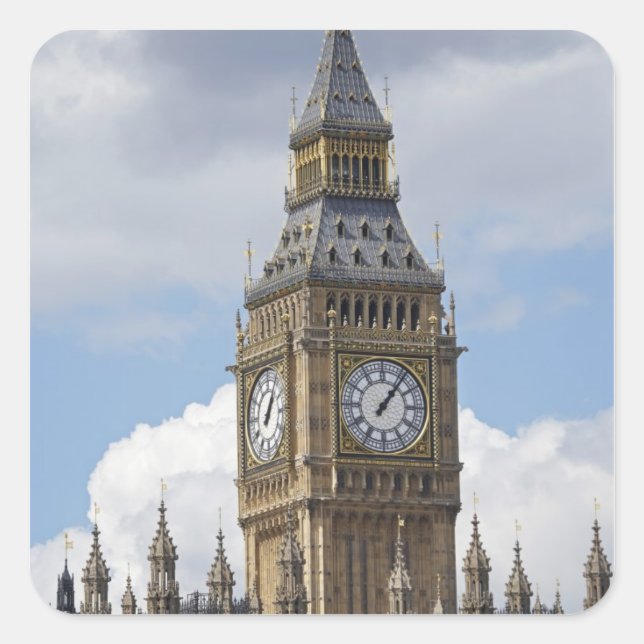 Big Ben and Houses of Parliament, London, Square Sticker (Front)