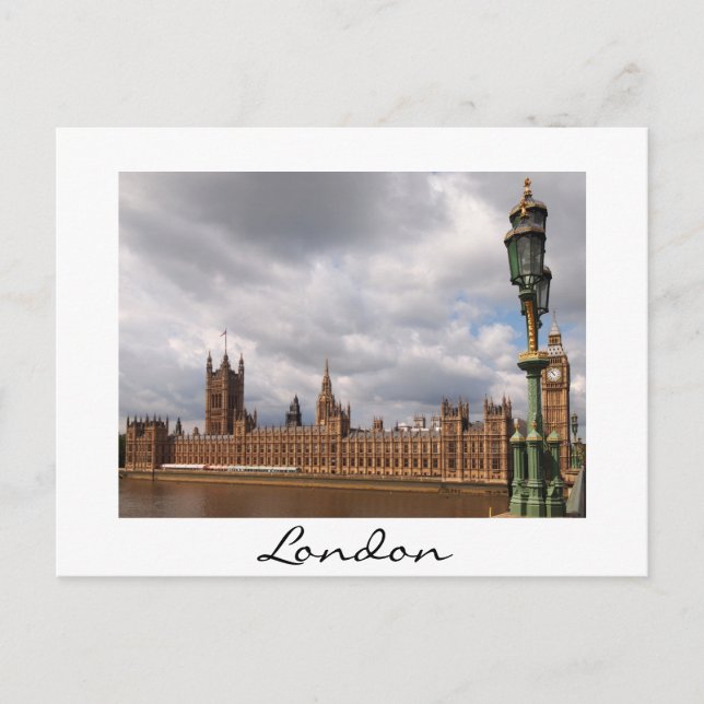 Big Ben and Parliament in London white text card (Front)