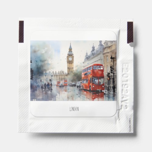  Big Ben and red bus in London Hand Sanitizer Packet