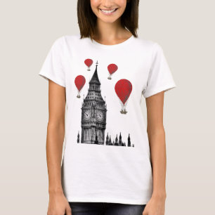 Big Ben and Red Hot Air Balloons 2 T-Shirt