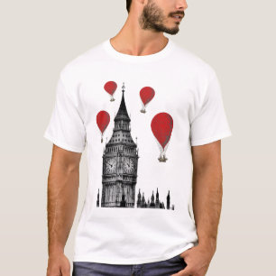 Big Ben and Red Hot Air Balloons 2 T-Shirt