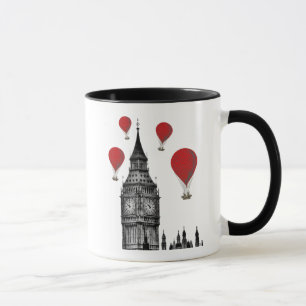 Big Ben and Red Hot Air Balloons Mug