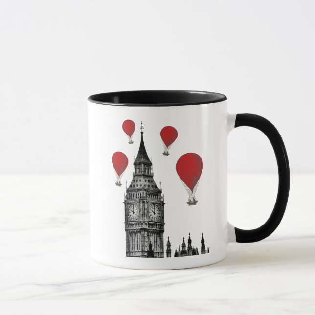 Big Ben and Red Hot Air Balloons Mug (Right)
