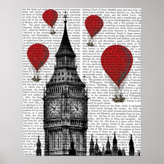 Big Ben and Red Hot Air Balloons Poster (Front)
