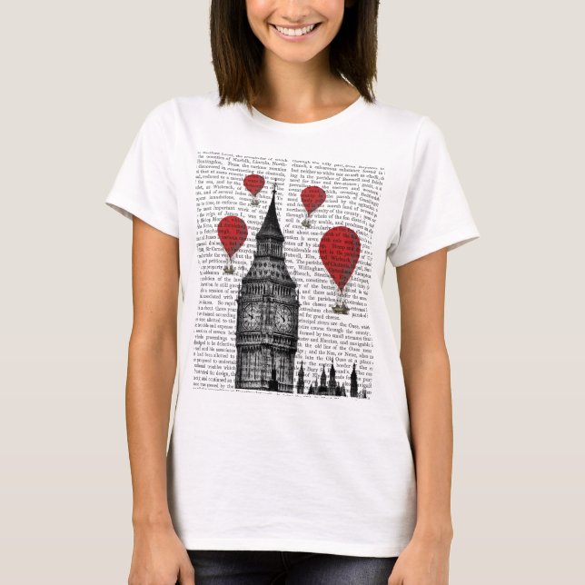 Big Ben and Red Hot Air Balloons T-Shirt (Front)