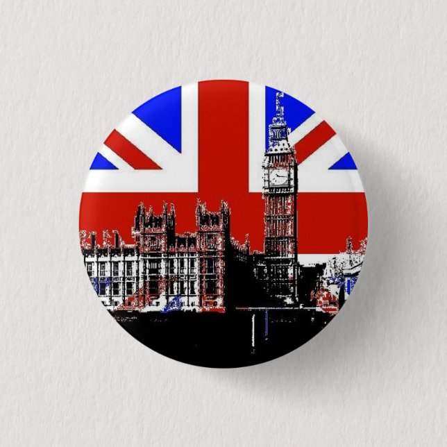 Big Ben and the Union Jack Pinback Button (Front)