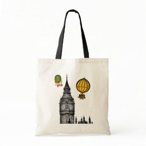 Big Ben and Vintage Hot Air Balloons Tote Bag