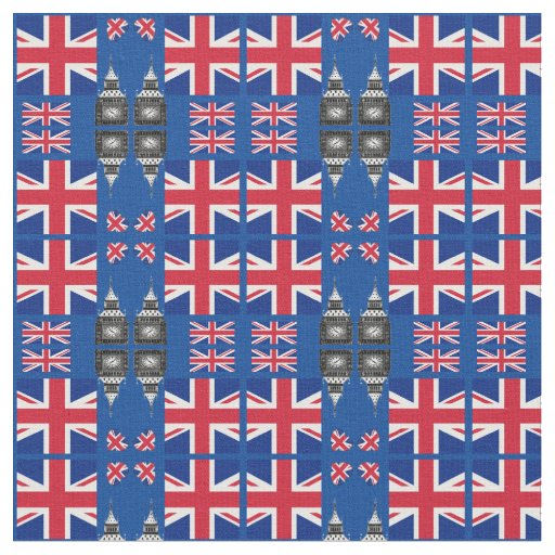 Big Ben, British Flag fabric trendy United Kingdom
