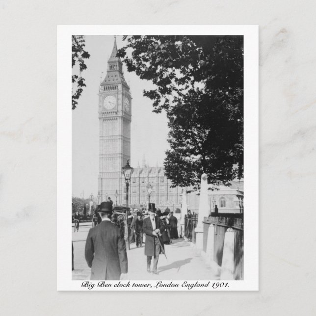 Big Ben Clock & House of Parliament 1901 London Postcard (Front)