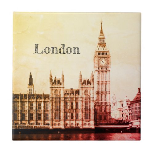 Big Ben Clock  London Westminster  vintage UK Ceramic Tile