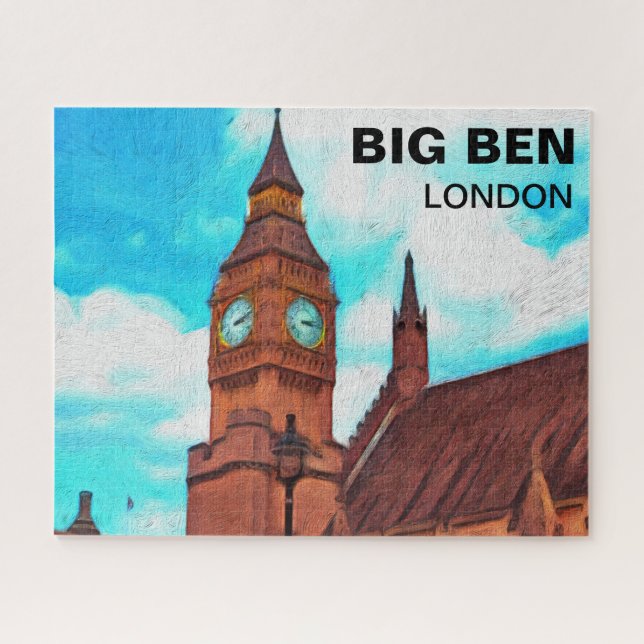 Big Ben Clock Tower in London Oil Painting  Jigsaw Puzzle (Horizontal)