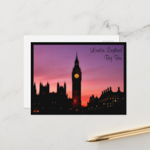 Big Ben Clock Tower in Sunset London England Postcard