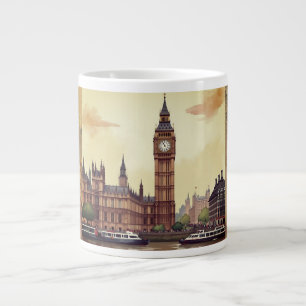 Big Ben Clock Tower London, Vintage Style Giant Coffee Mug
