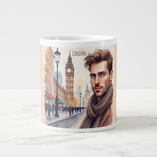 Big Ben, Handsome Man with Lovely eyes in London Giant Coffee Mug