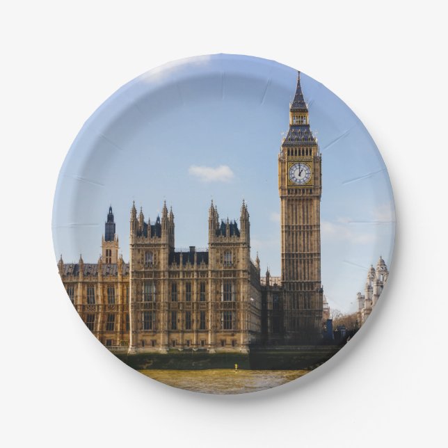 Big Ben, Houses of Parliament, London UK Paper Plates (Front)
